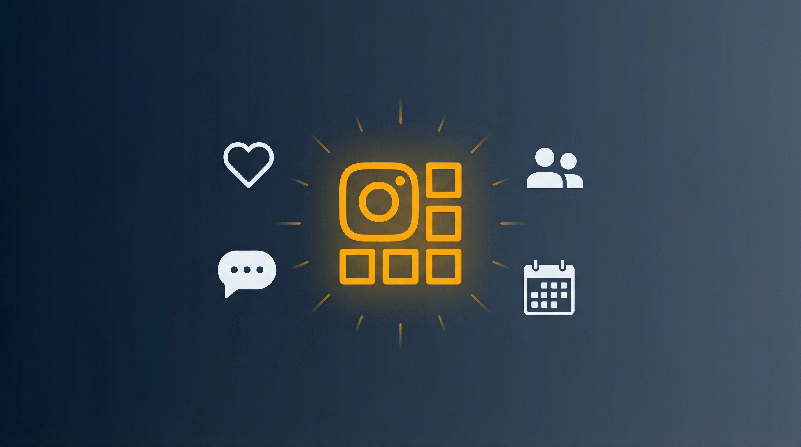 Illustration of Instagram management with social media and engagement symbols