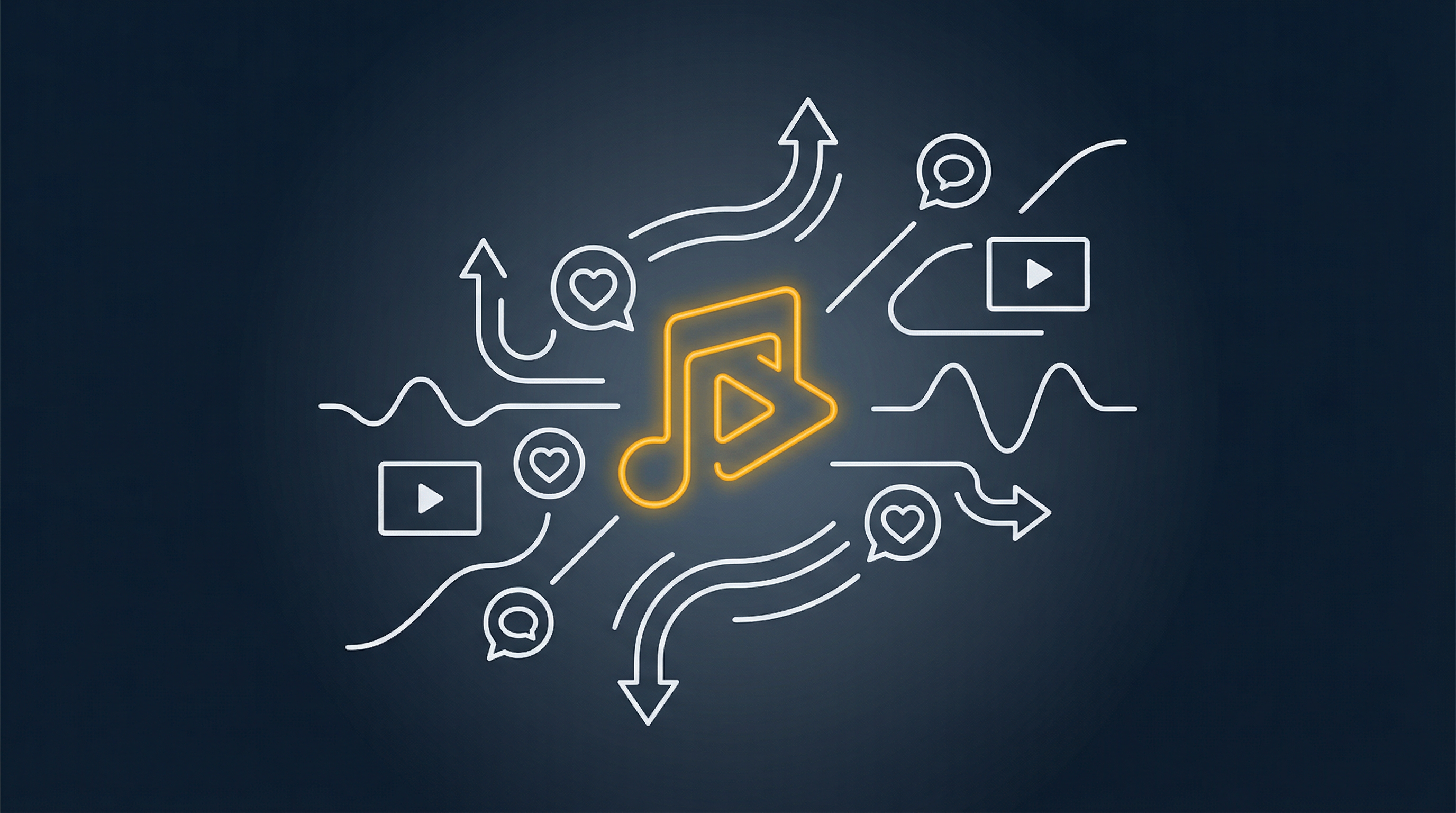 Illustration of TikTok management with viral content and music symbols